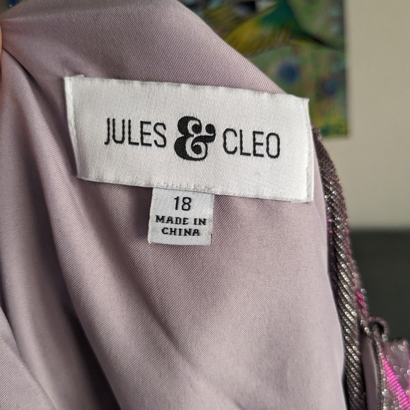 Jules & Cleo NWT Plus Size Metallic Mini Dress Lace Up Back Pink High Neck Sz 18 - Picture 7 of 10